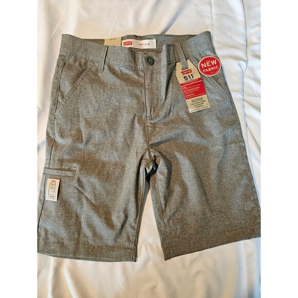 Levis Boys 511 Slim Fit Stretch Gray Performance UV Shorts 14 NWT - Picture 1 of 11